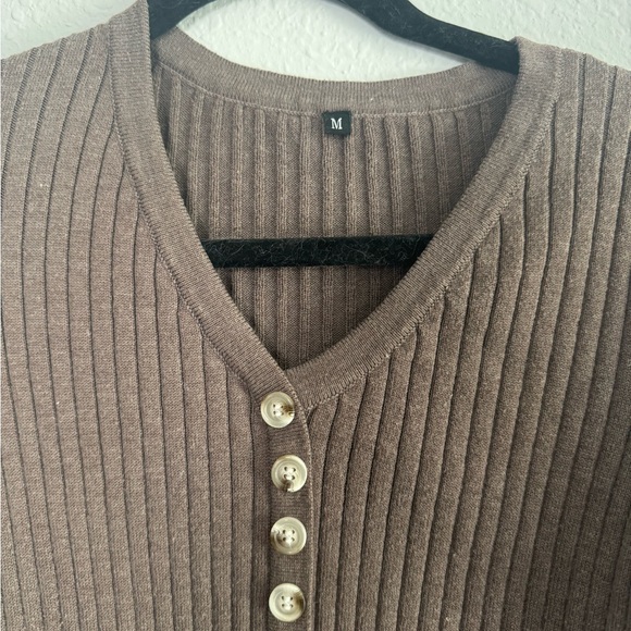 Brown Ribbed Knit Dress - Picture 2 of 4